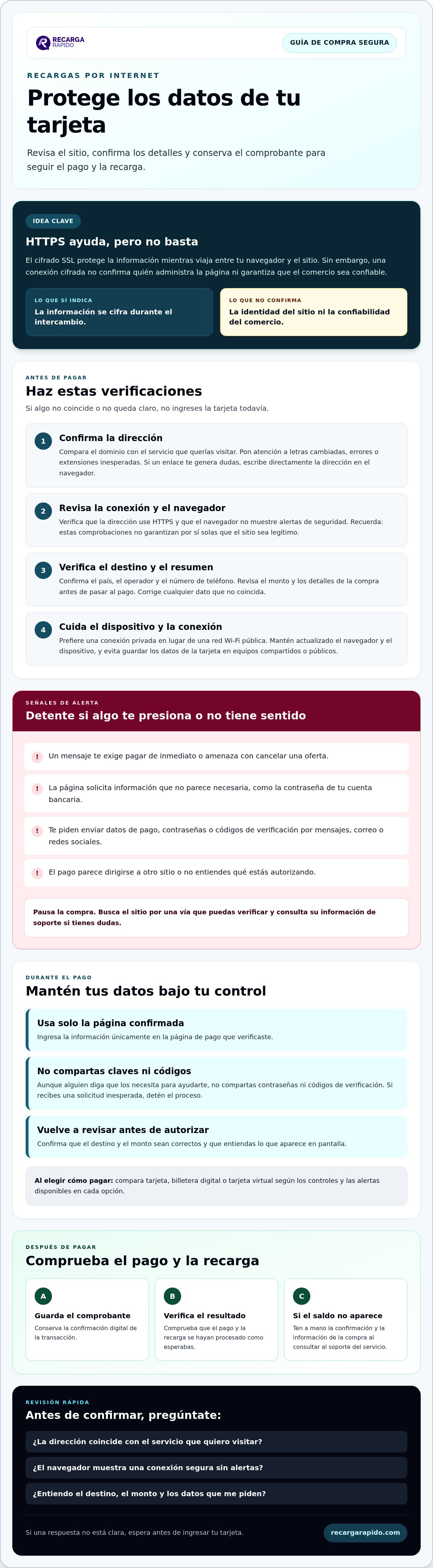 Proteger mi tarjeta de crédito al comprar saldo por internet