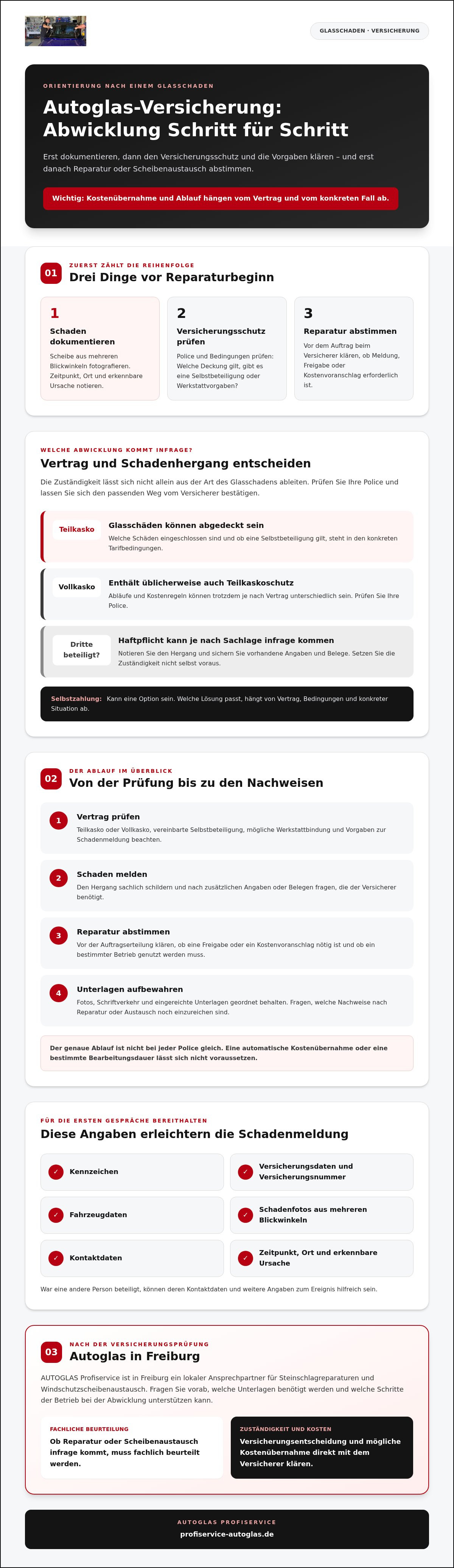 Autoglas Versicherung abwicklung