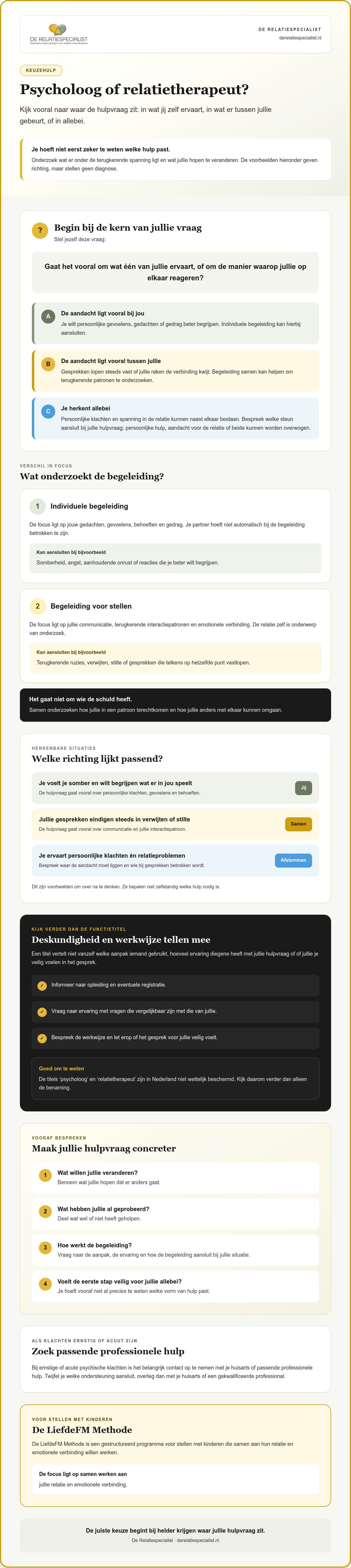Psycholoog of relatietherapeut kiezen