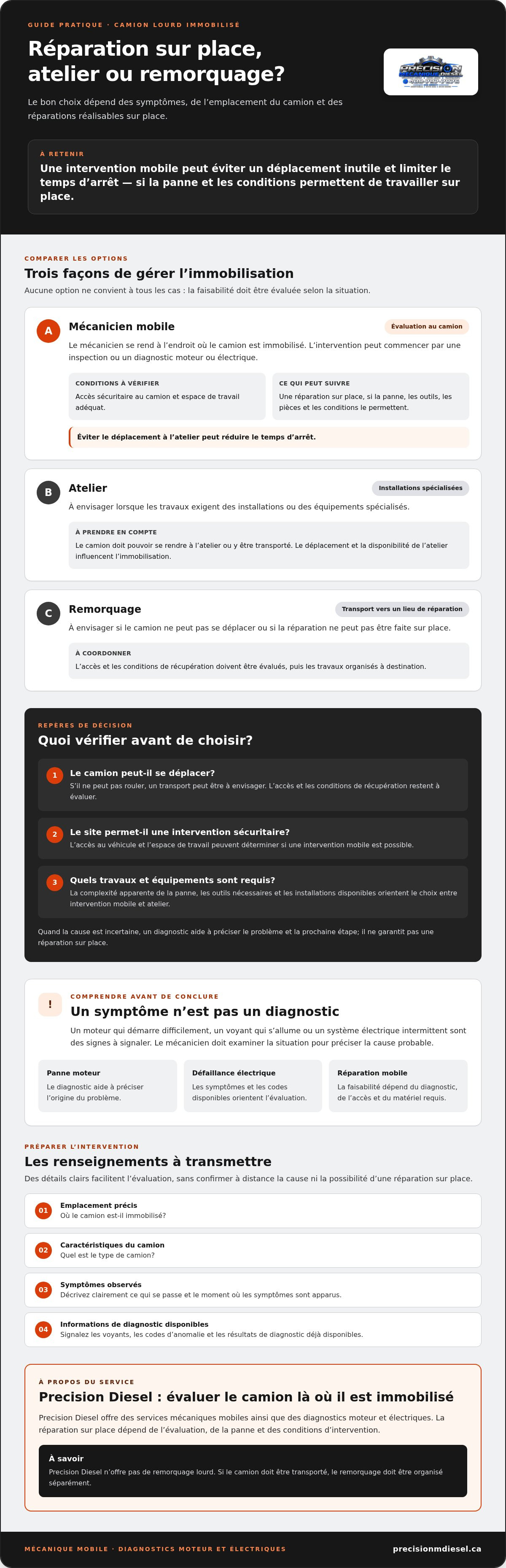Réparation camion lourd sur place