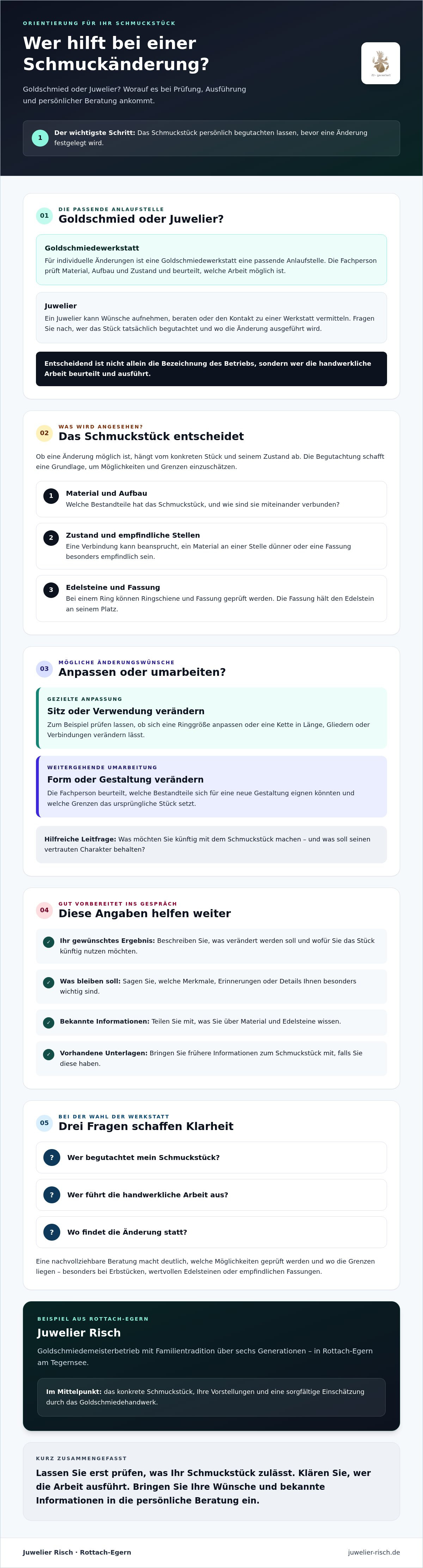 Wer hilft bei Schmuckänderung