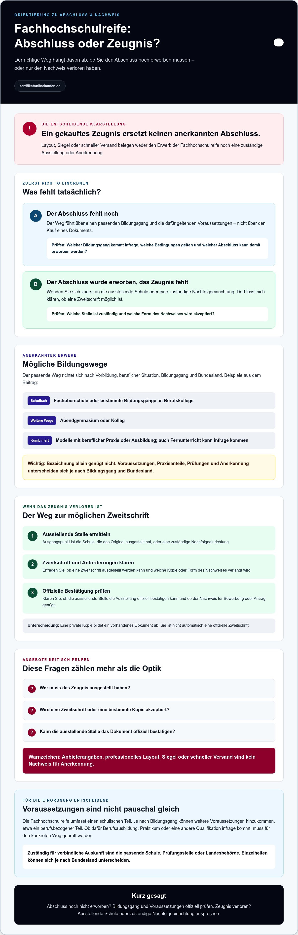 Fachhochschulreife kaufen