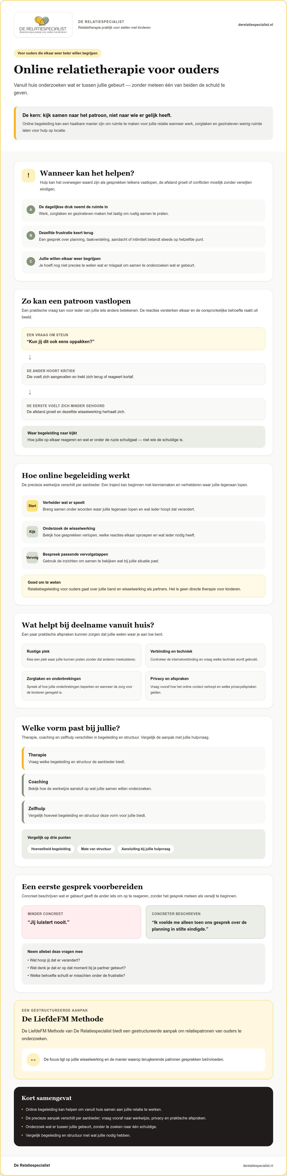 Online relatietherapie voor ouders