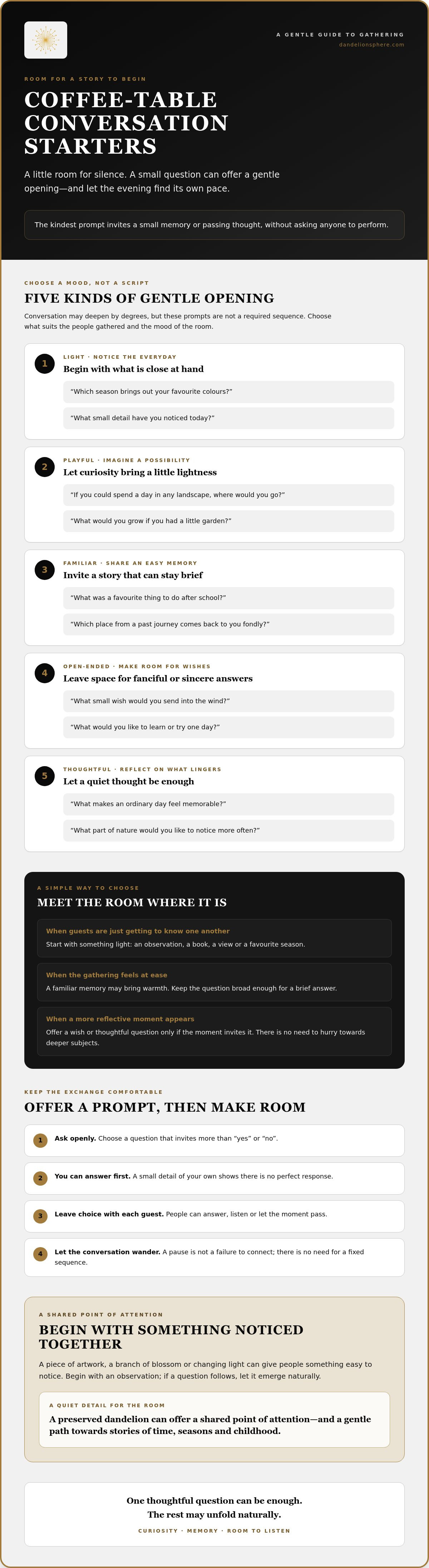 Coffee table conversation starters