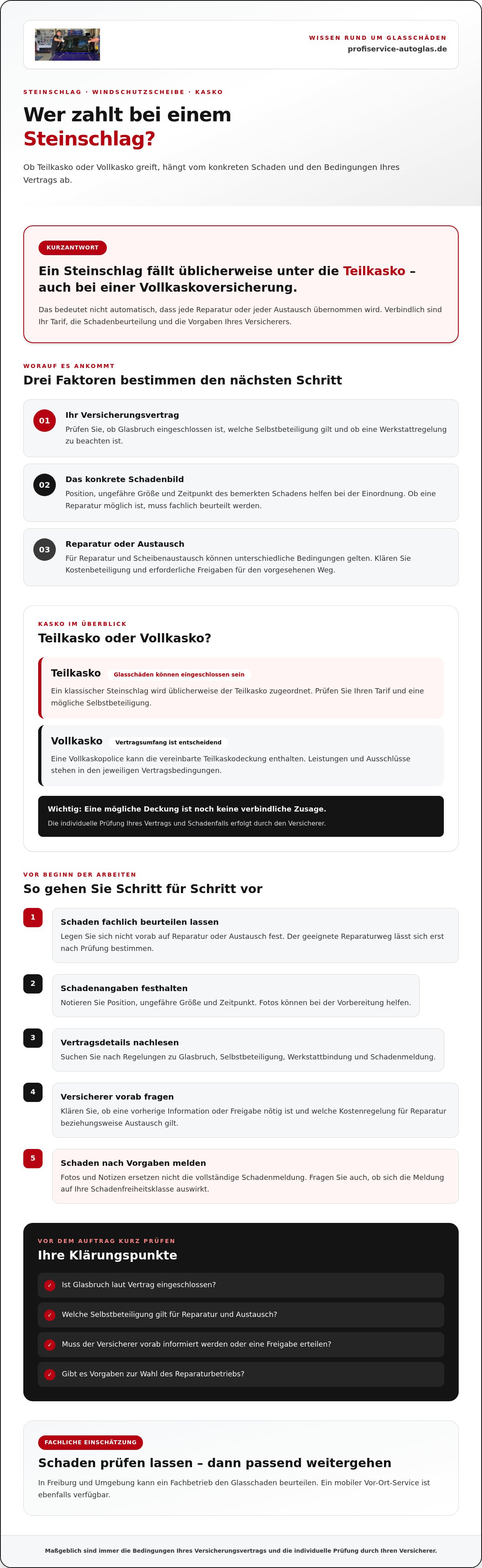 Windschutzscheibe Steinschlag Kaskoversicherung
