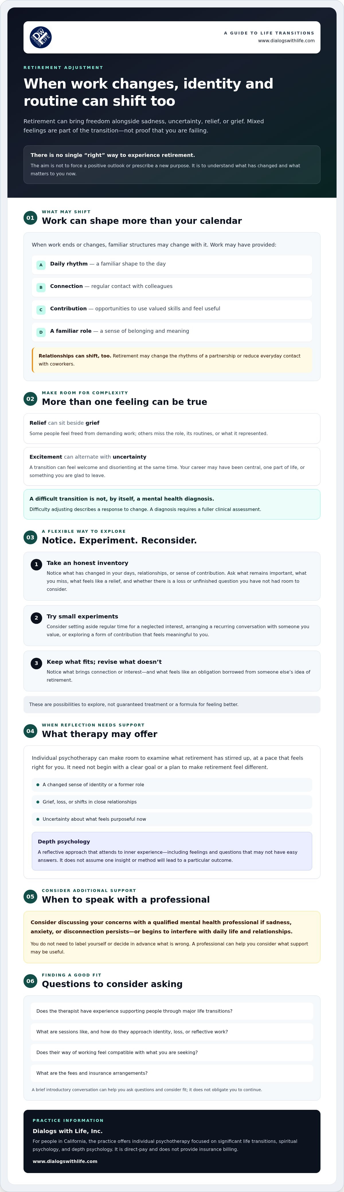 Therapy for retirement adjustment