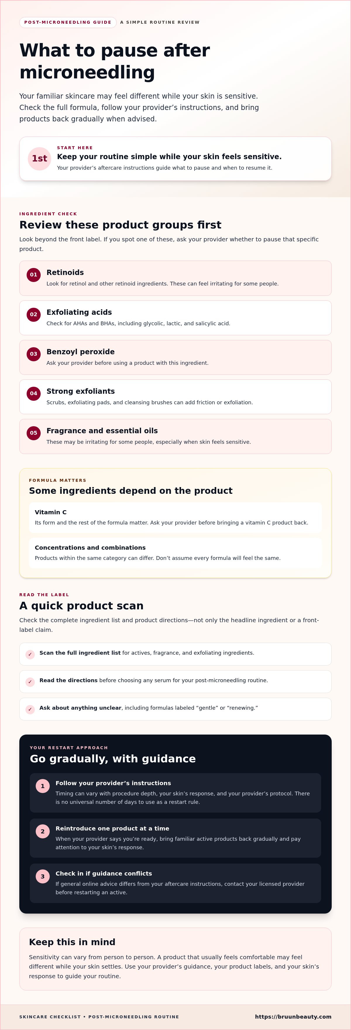 Skincare ingredients to avoid after microneedling