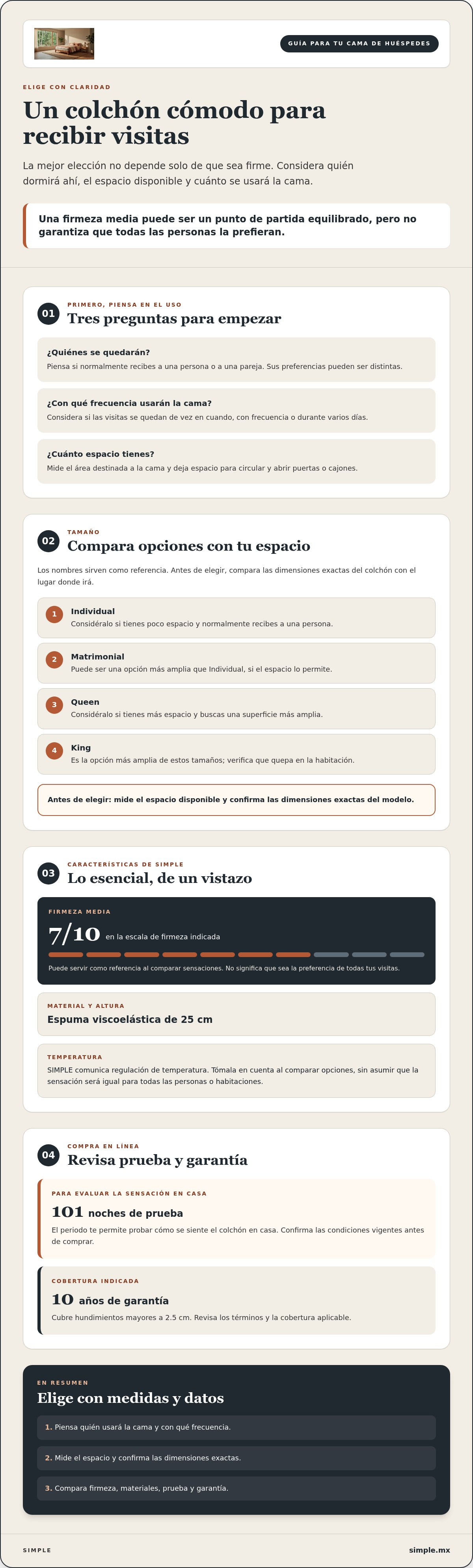 Colchón para cama de huéspedes
