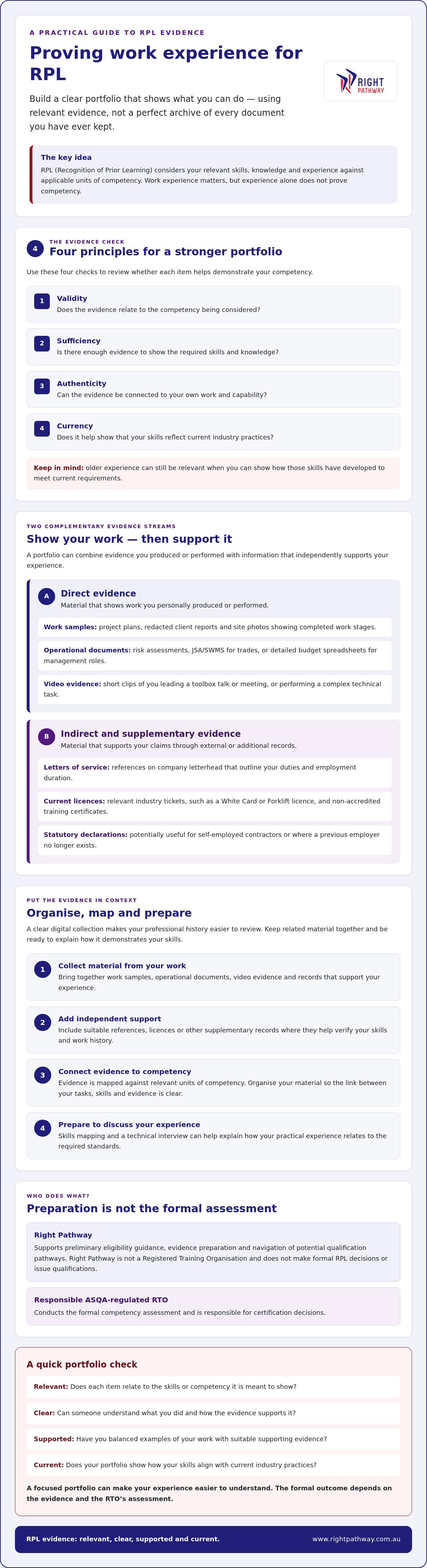 How to prove work experience for RPL