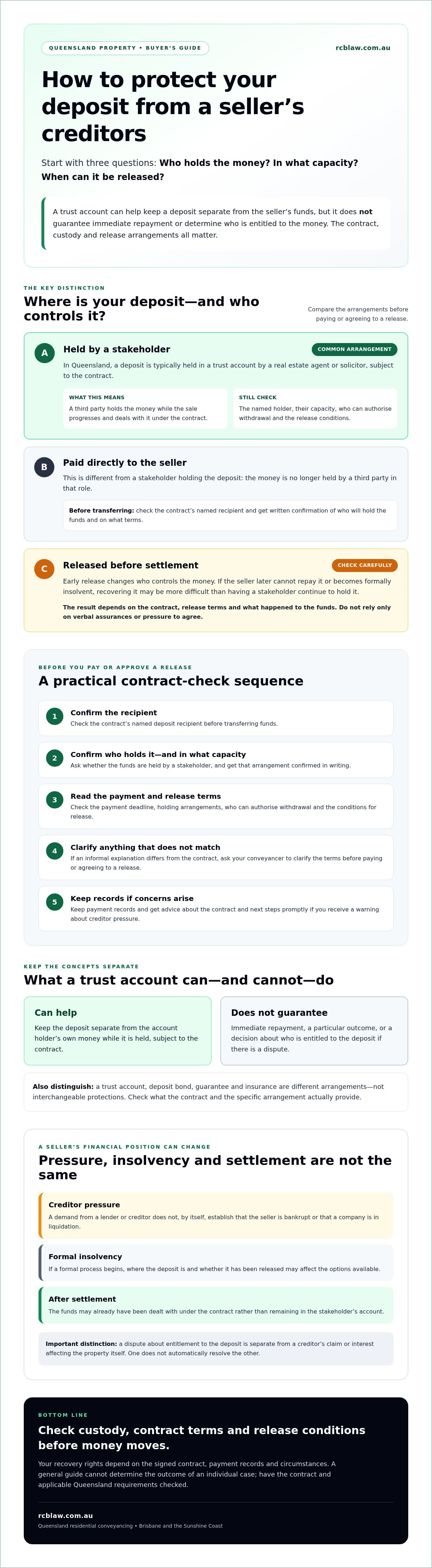 How to protect my deposit from seller's creditors