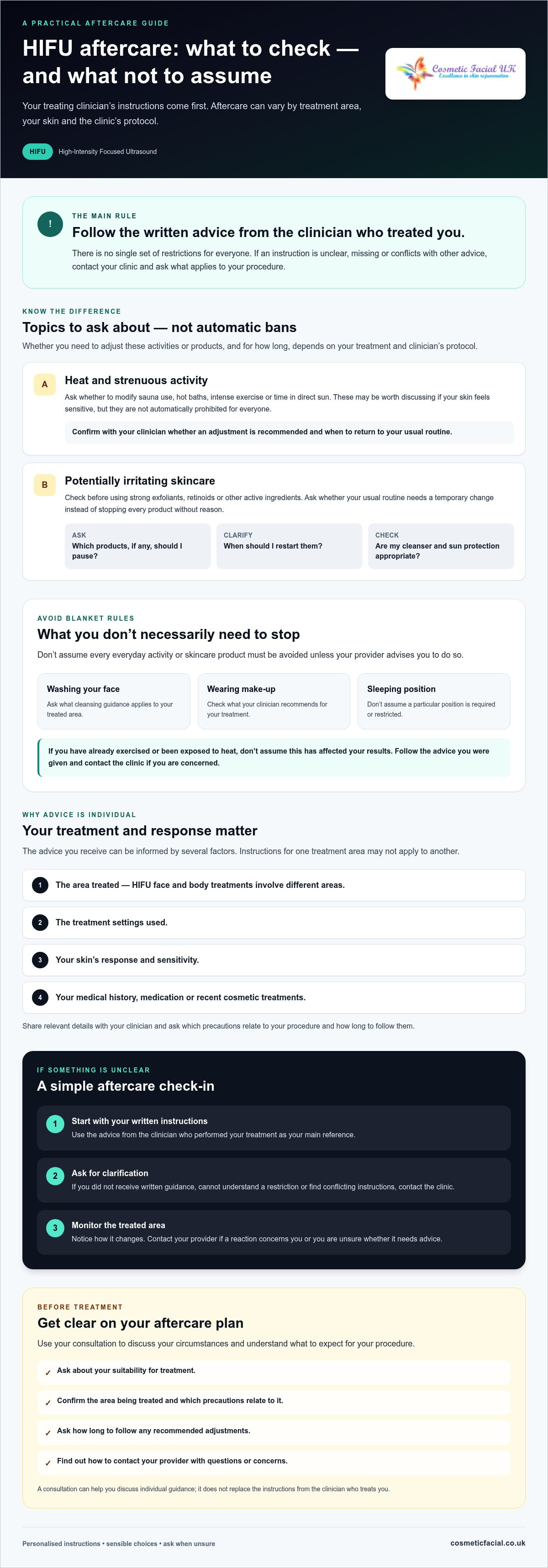 What not to do after HIFU treatment