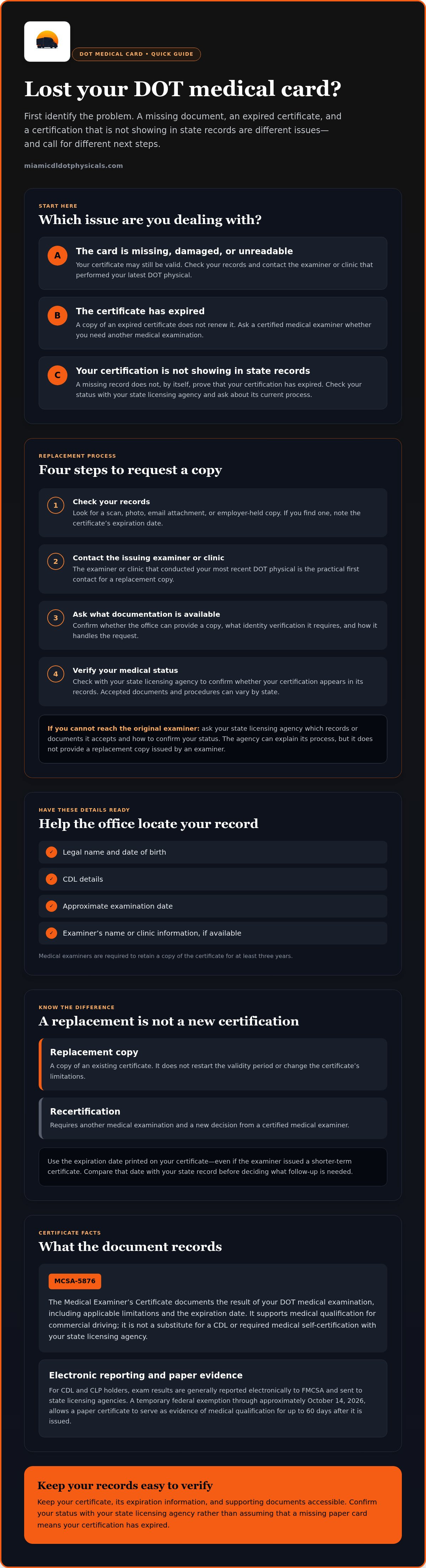 DOT medical card replacement process