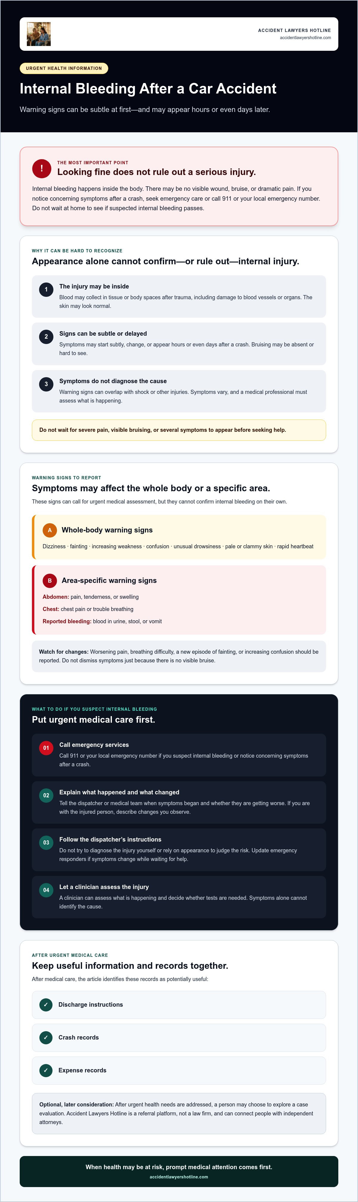 Internal Bleeding After a Car Accident: Symptoms and Emergency Steps