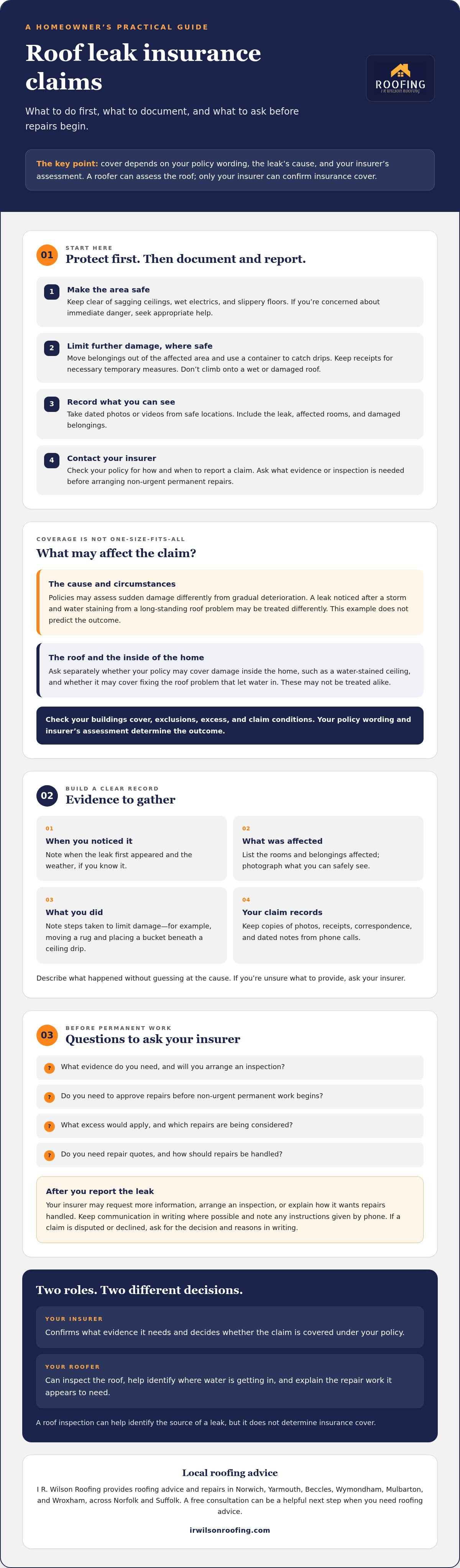 Making a home insurance claim for a leaking roof