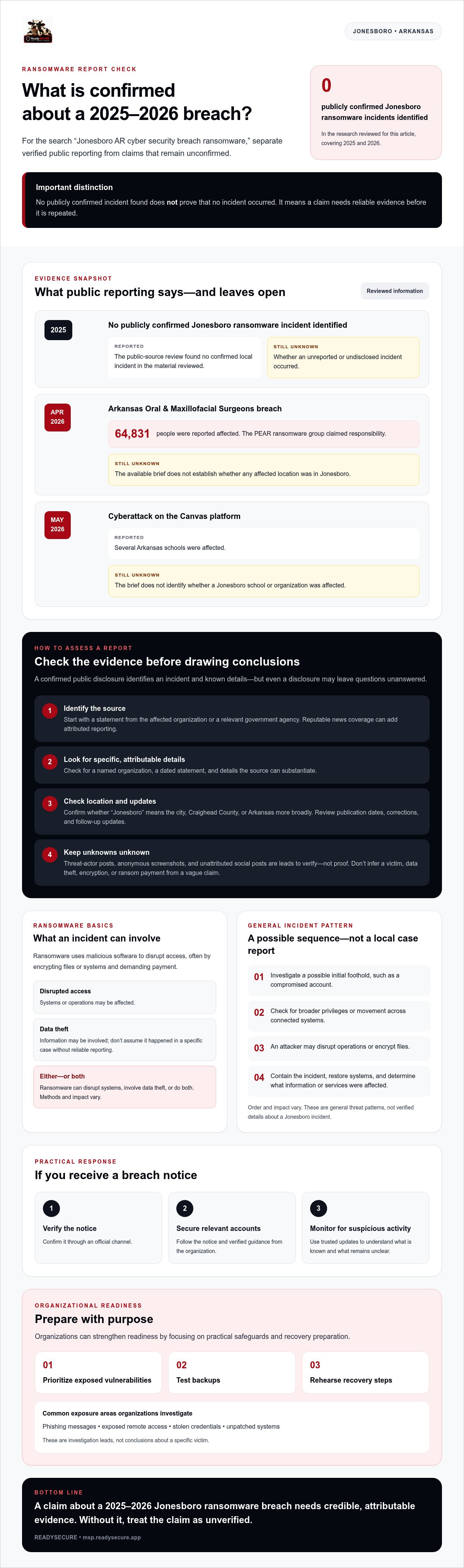 Jonesboro ar cyber security breach ransomware 2025 2026