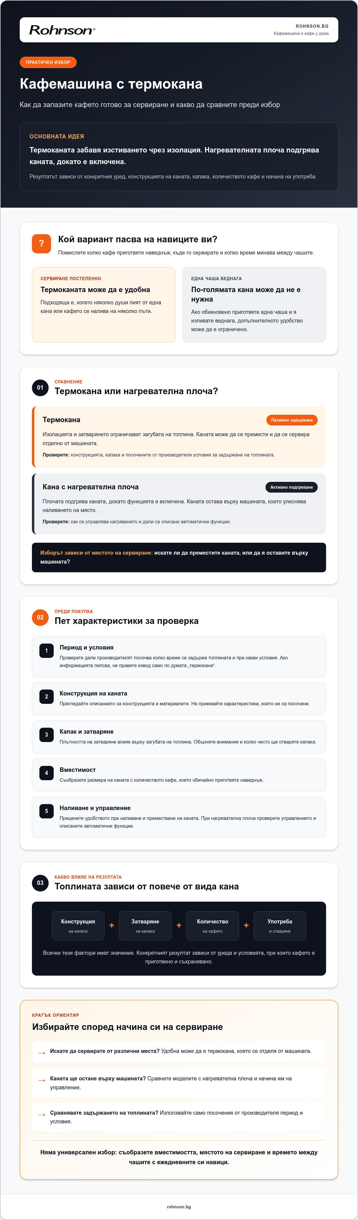 кафемашина с термокана за запазване на топлината