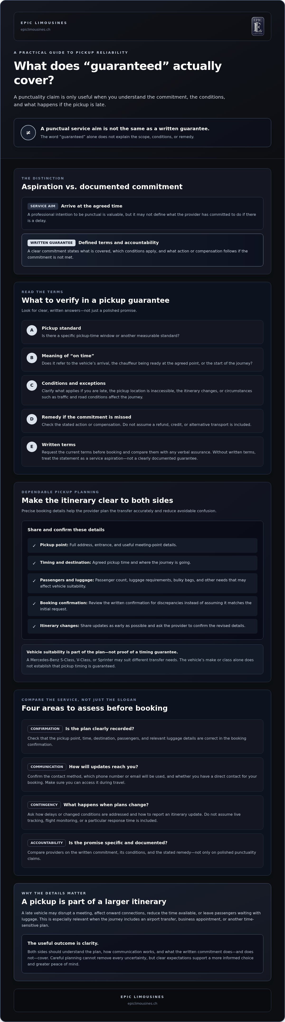Guaranteed on-time pickup service