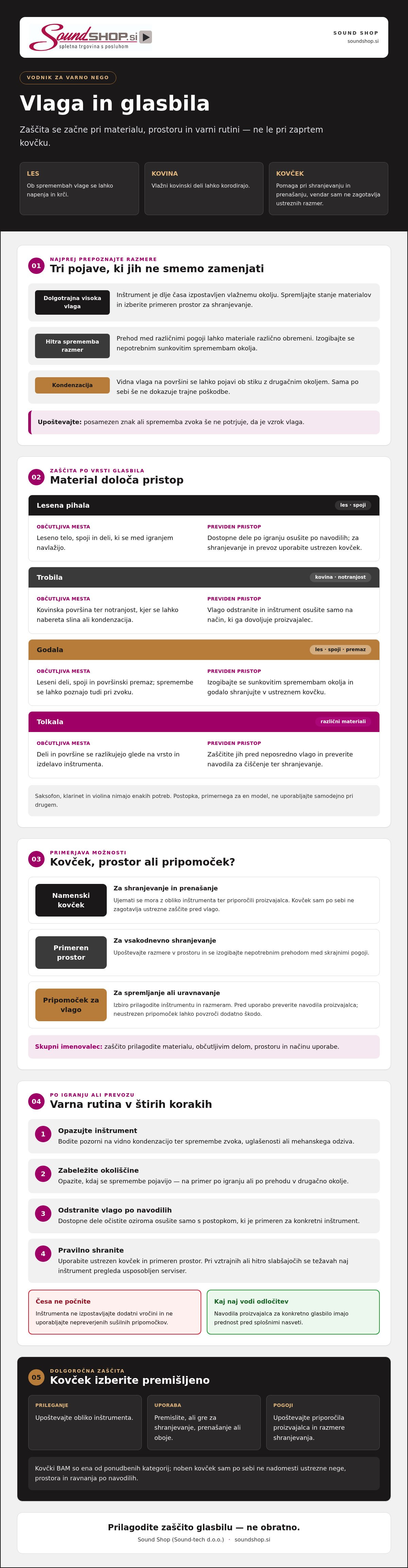Kako zaščititi inštrument pred vlago