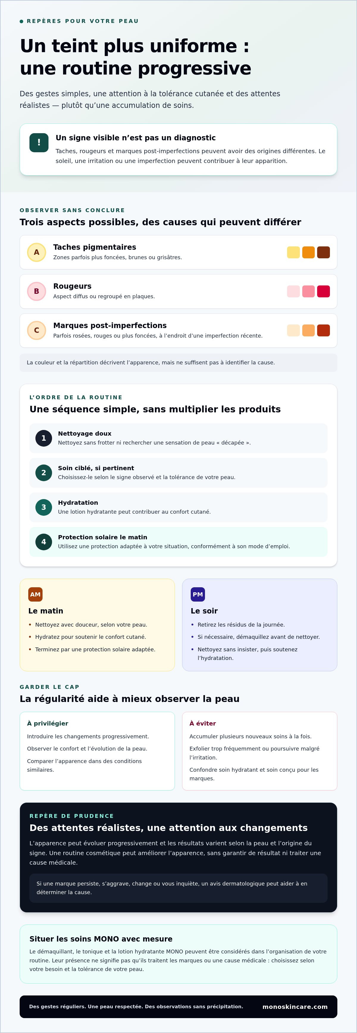 Routine soin visage pour unifier le teint irrégulier