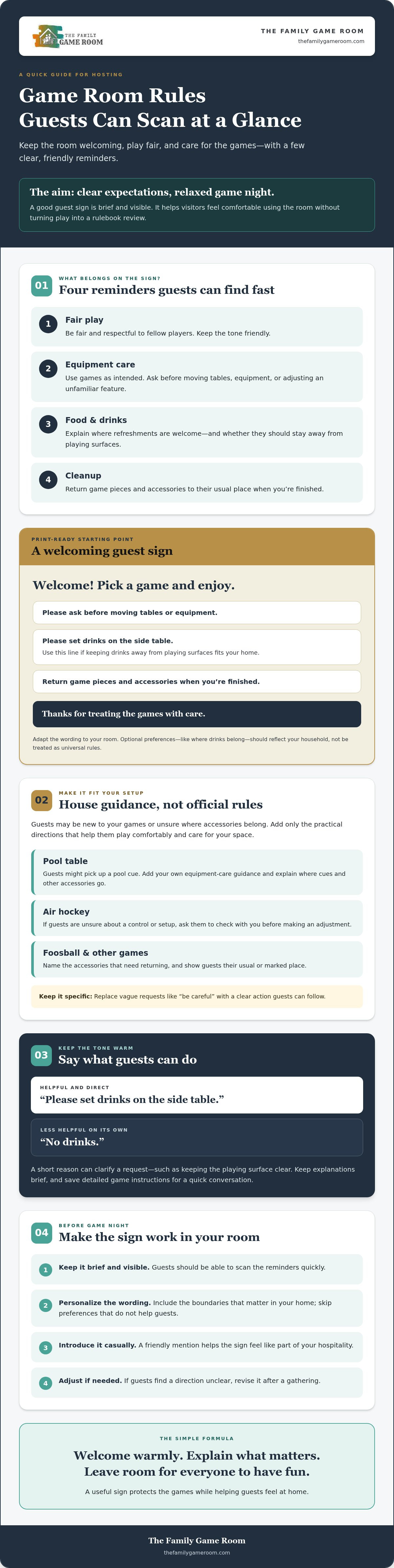 Game room rules for guests printable
