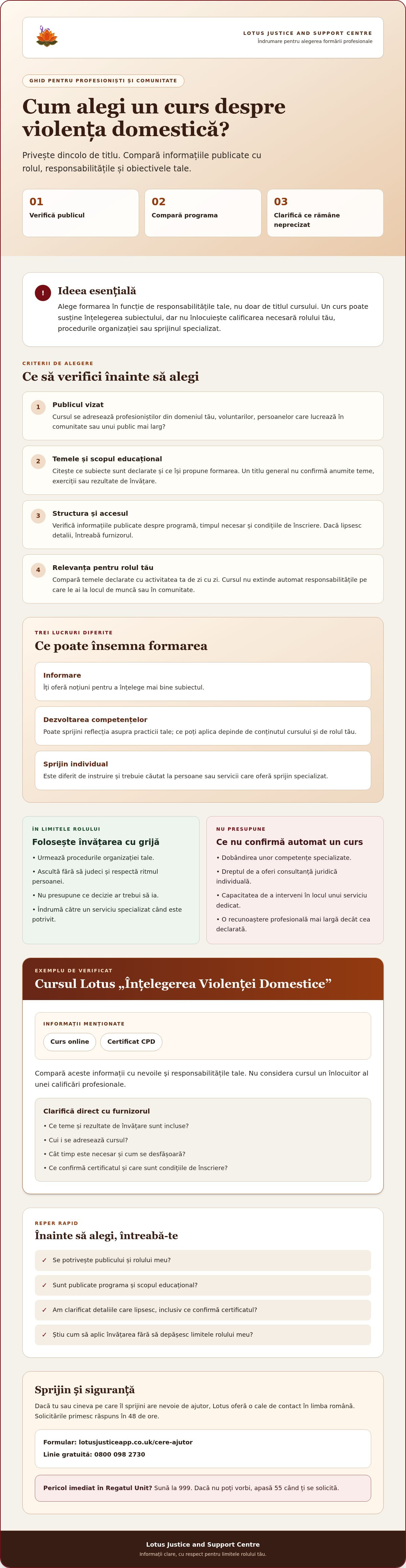 Modul de pregătire profesională în violența domestică