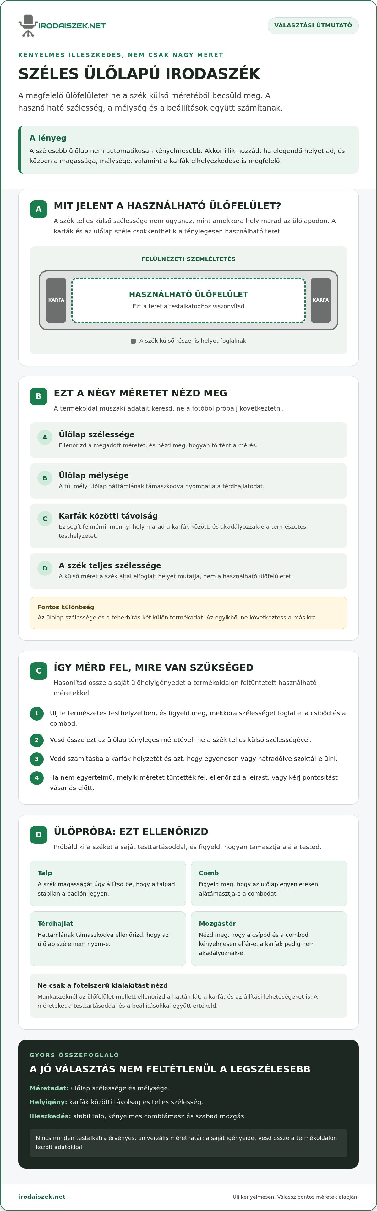 Irodaszék széles ülőlappal