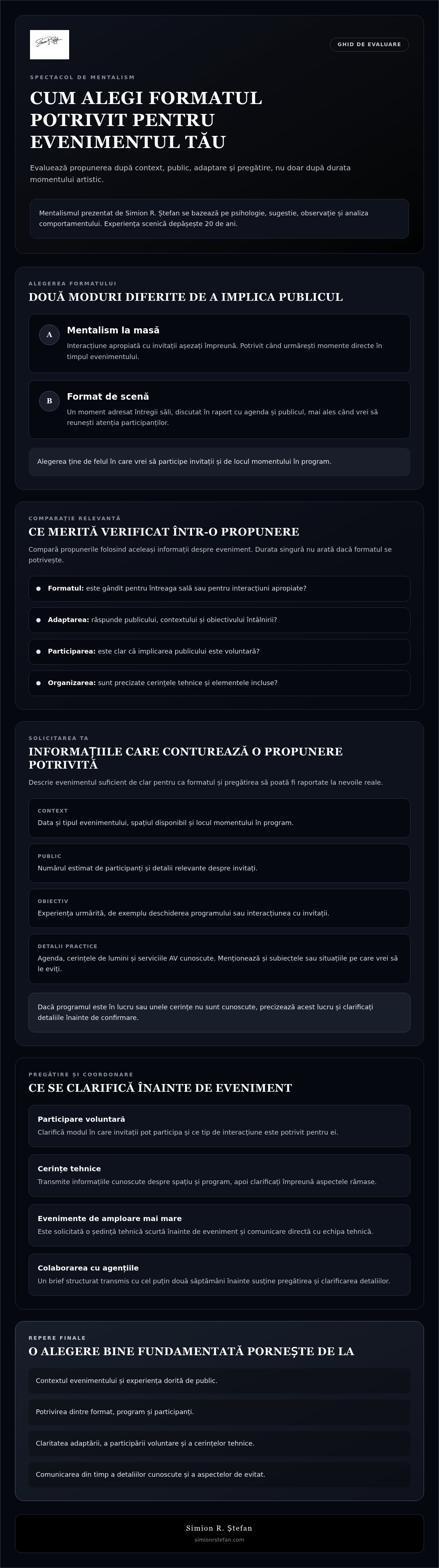 Tarif spectacol mentalism