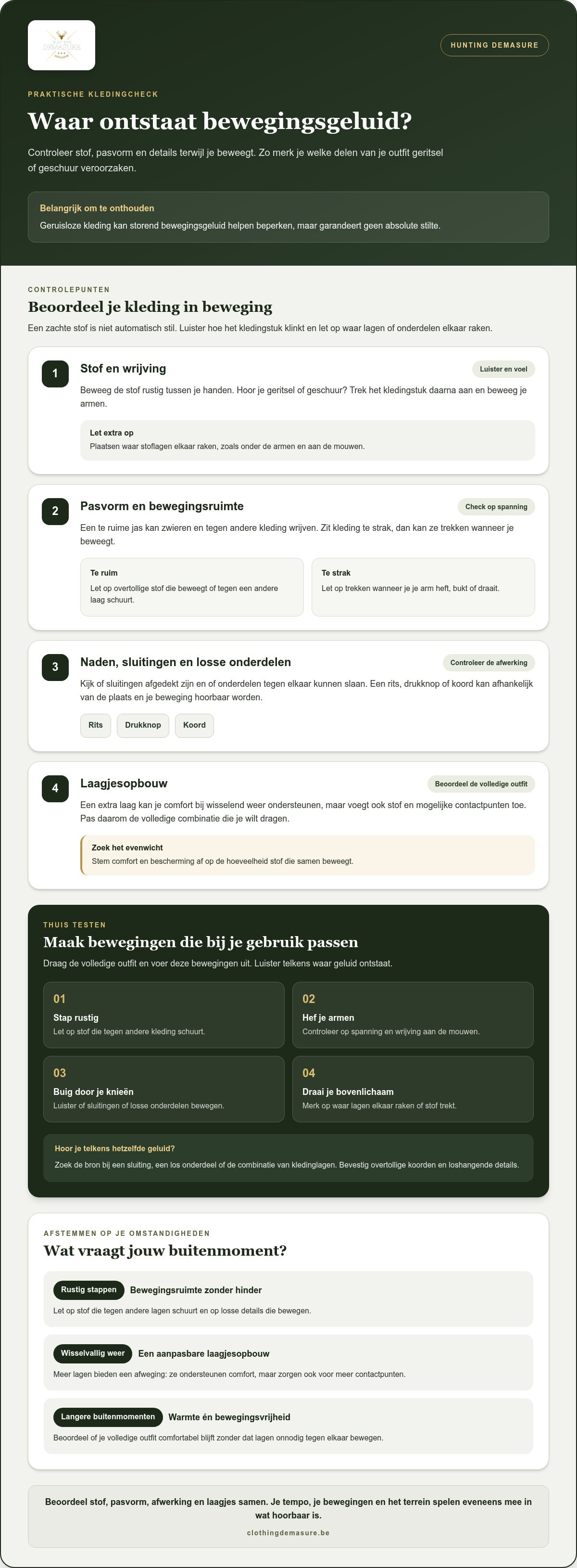 Geruisloze kleding voor jagers