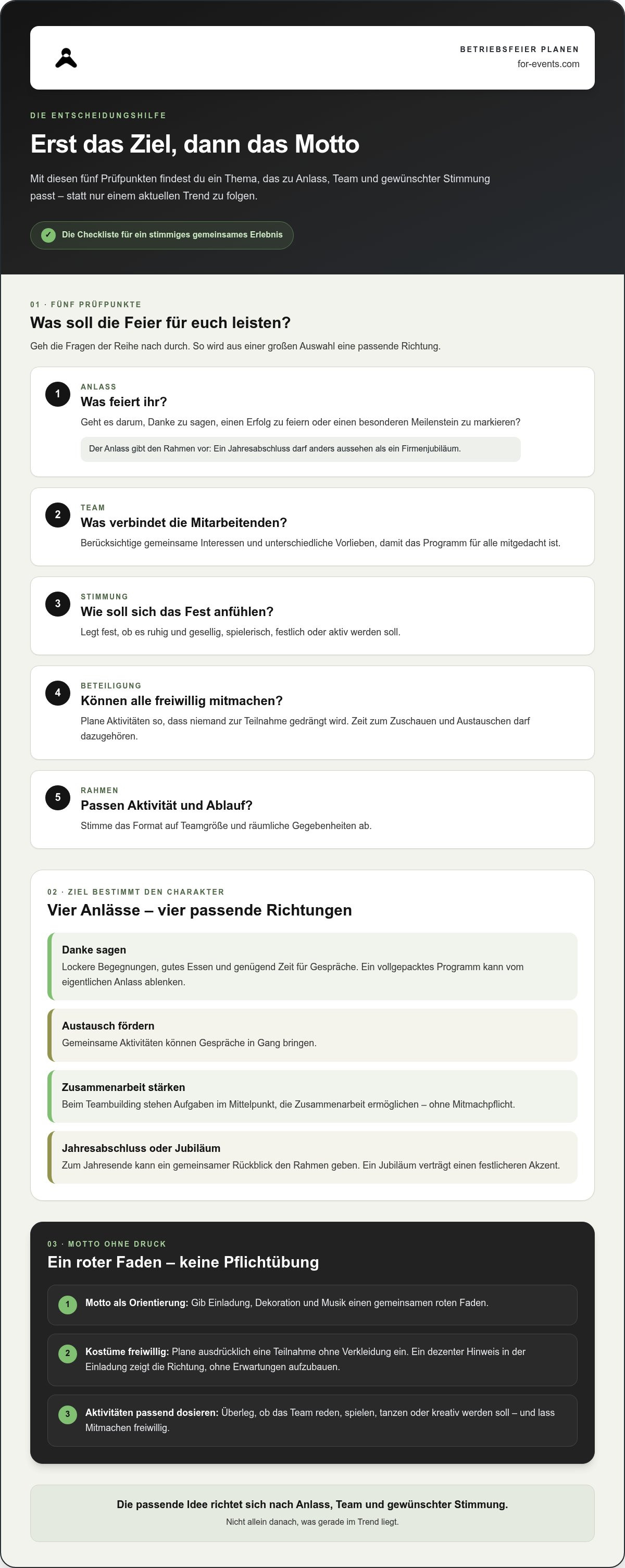 Themen für betriebsfeier