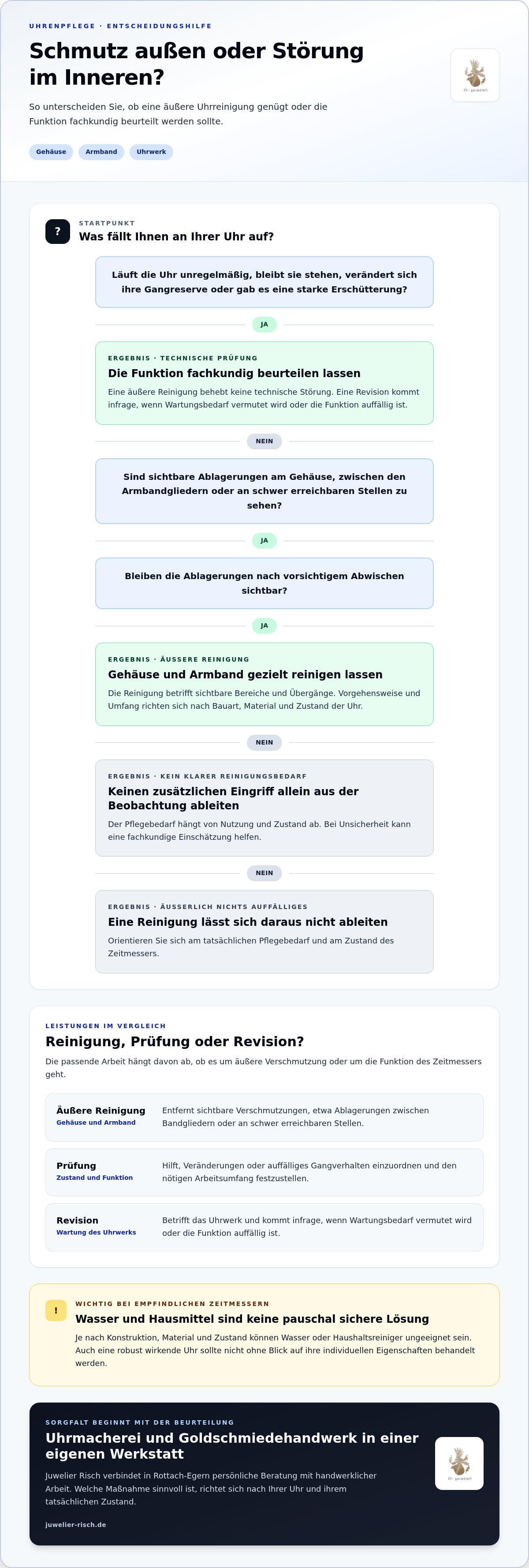 Professionelle Uhrreinigung