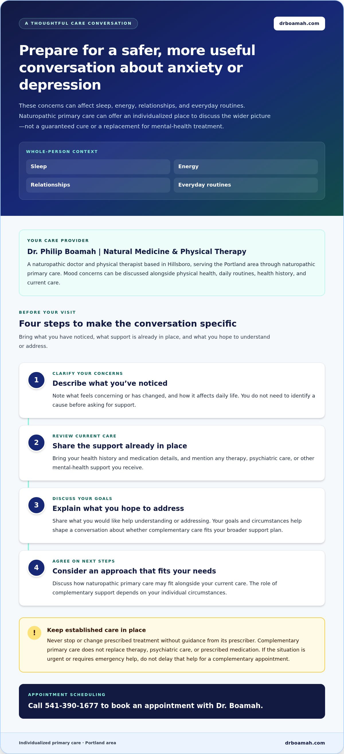 Naturopathic support for anxiety and depression Portland