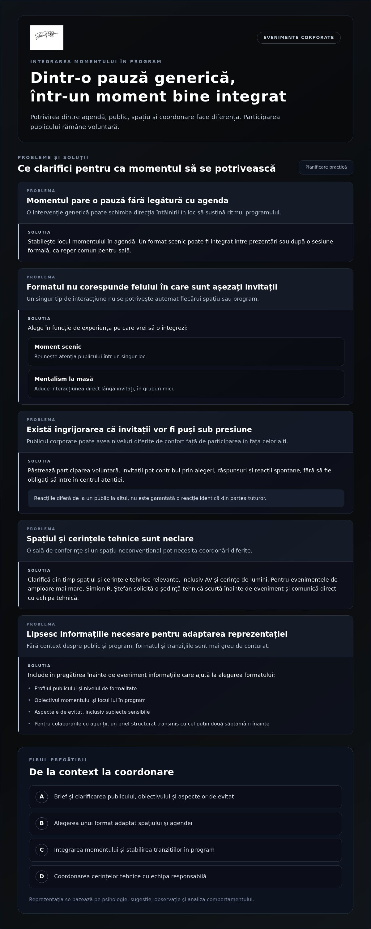 Spectacol de mentalism corporate
