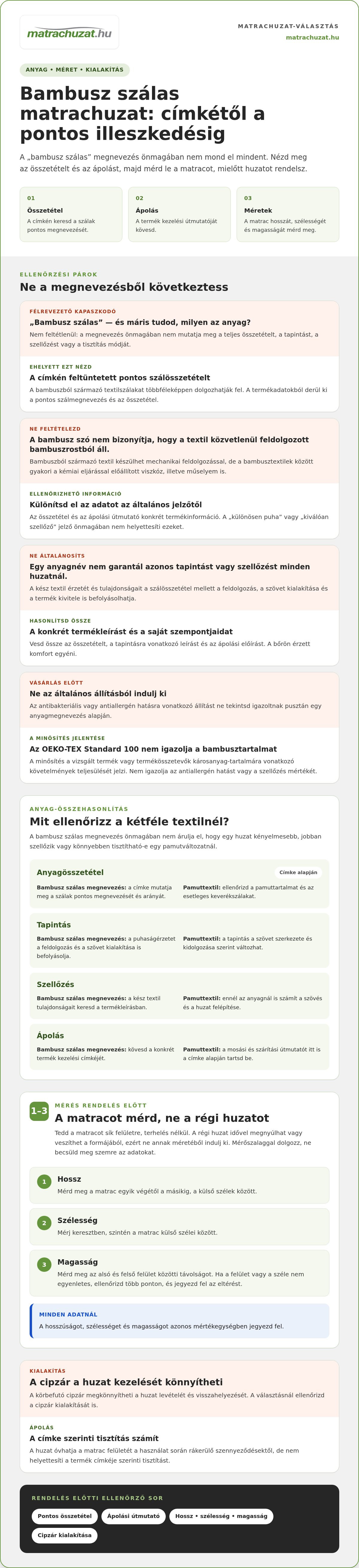 Bambusz szálas matrachuzat rendelés