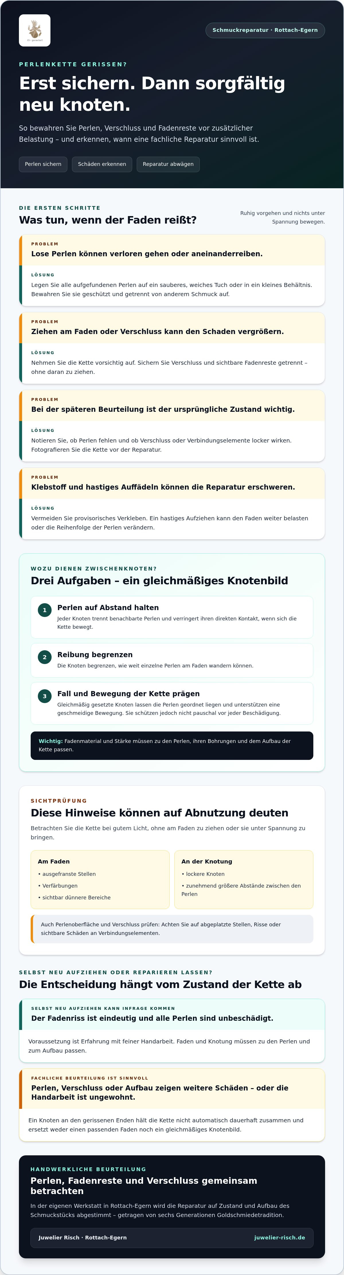 Gerissene perlenkette neu knoten
