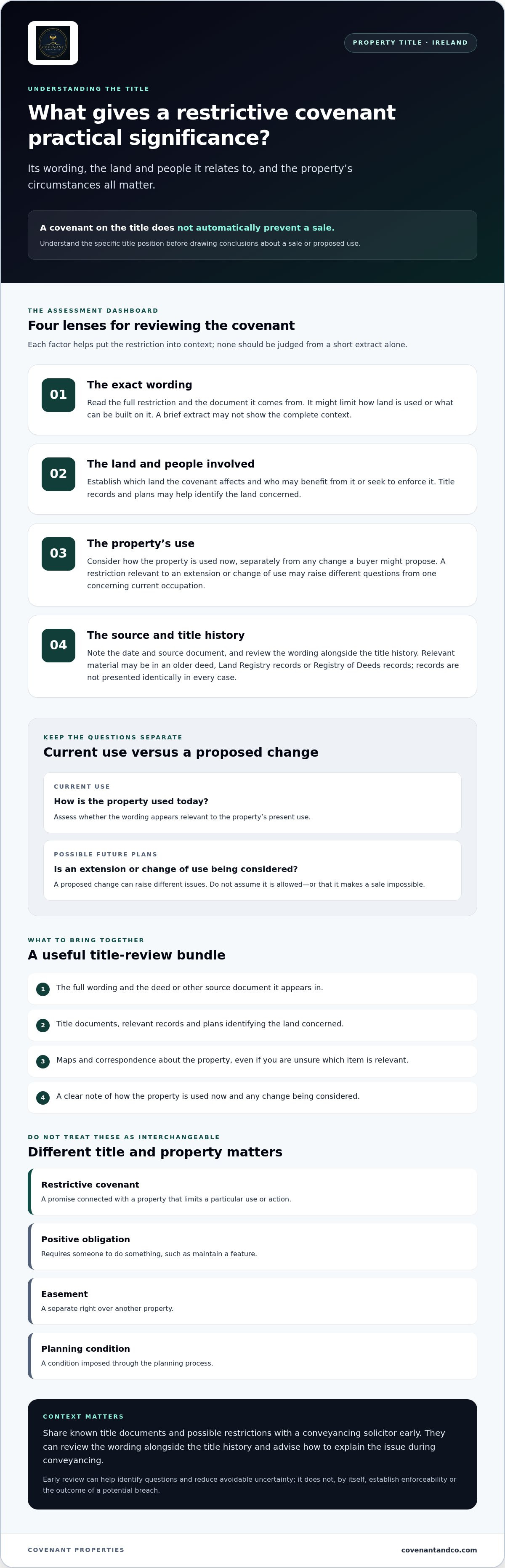 Sell property with restrictive covenants Ireland