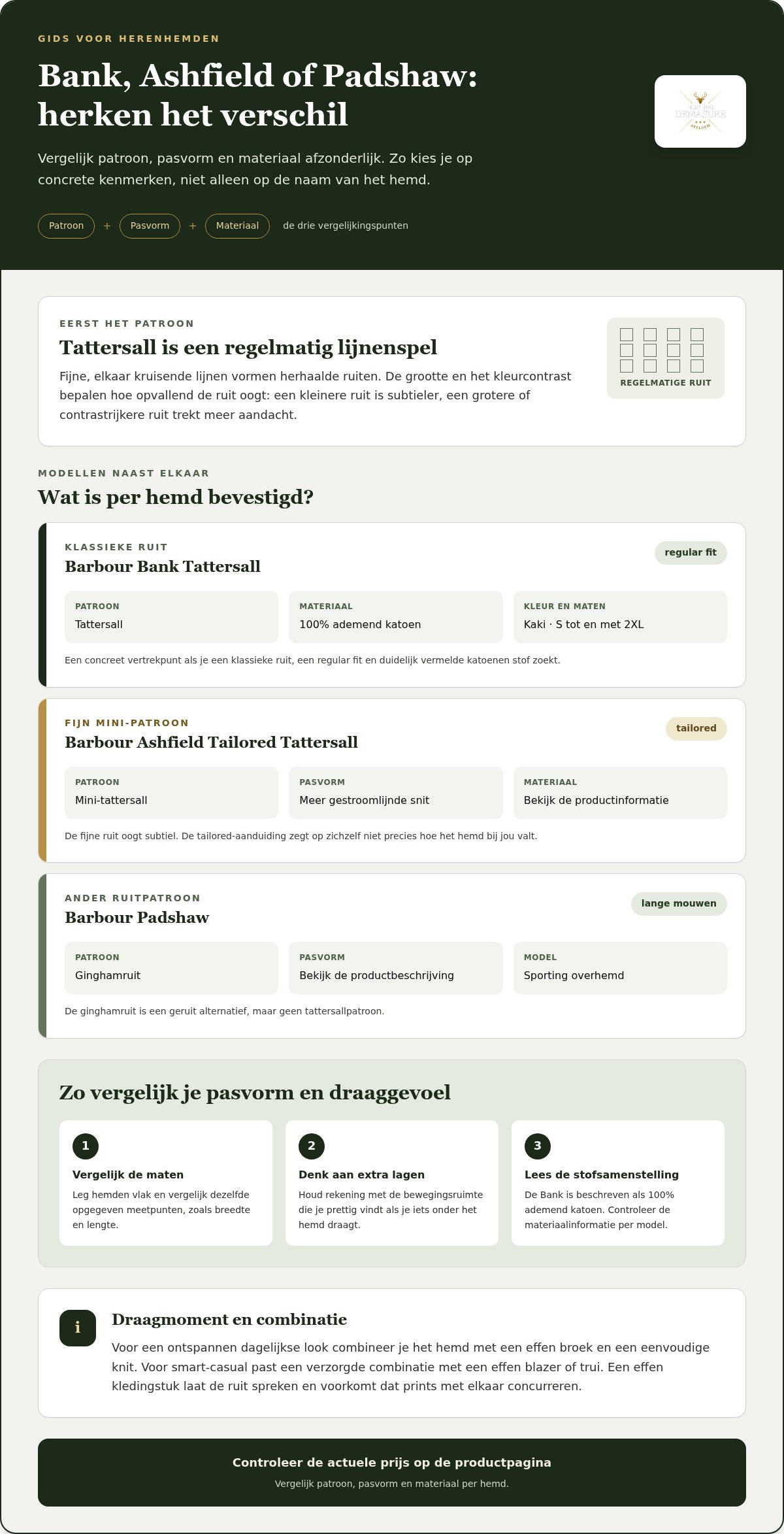 Tattersall overhemden heren