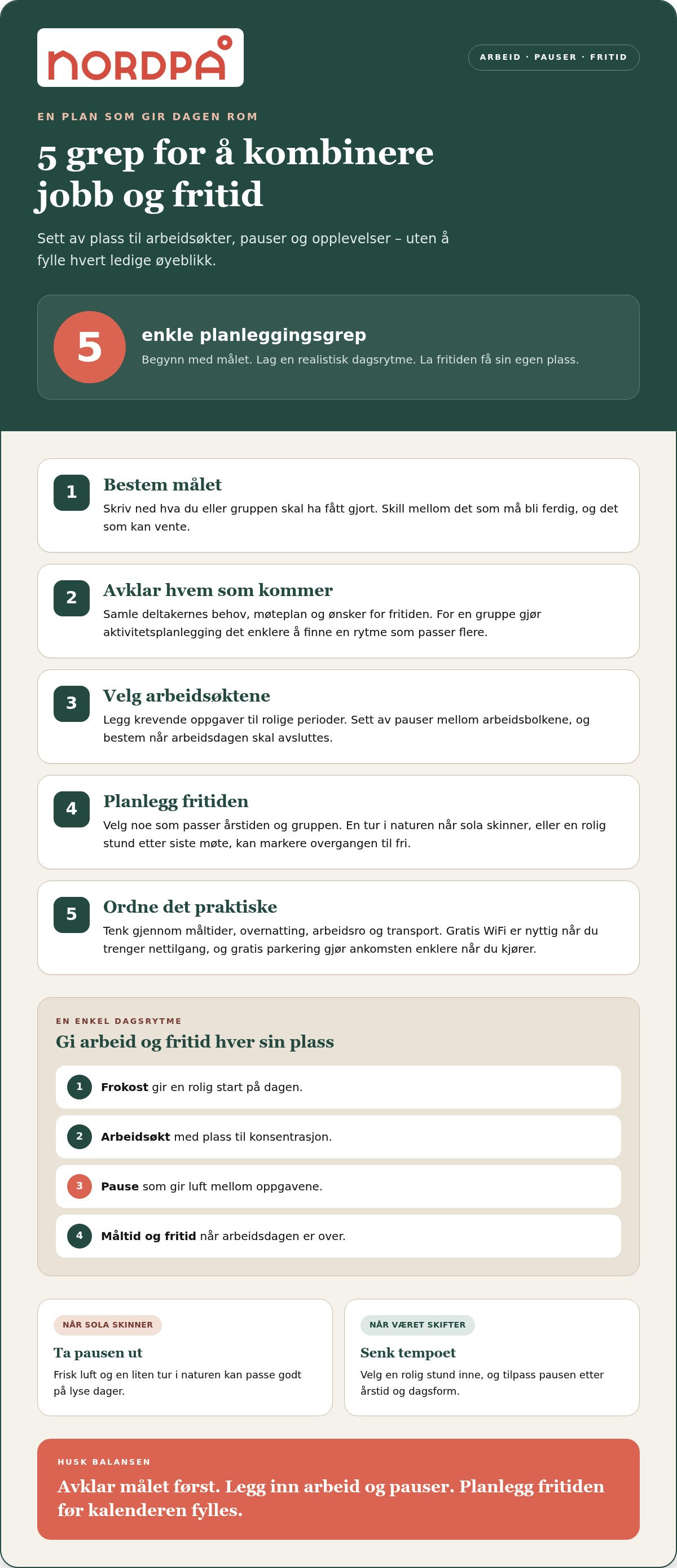 Kombiner jobb og fritid