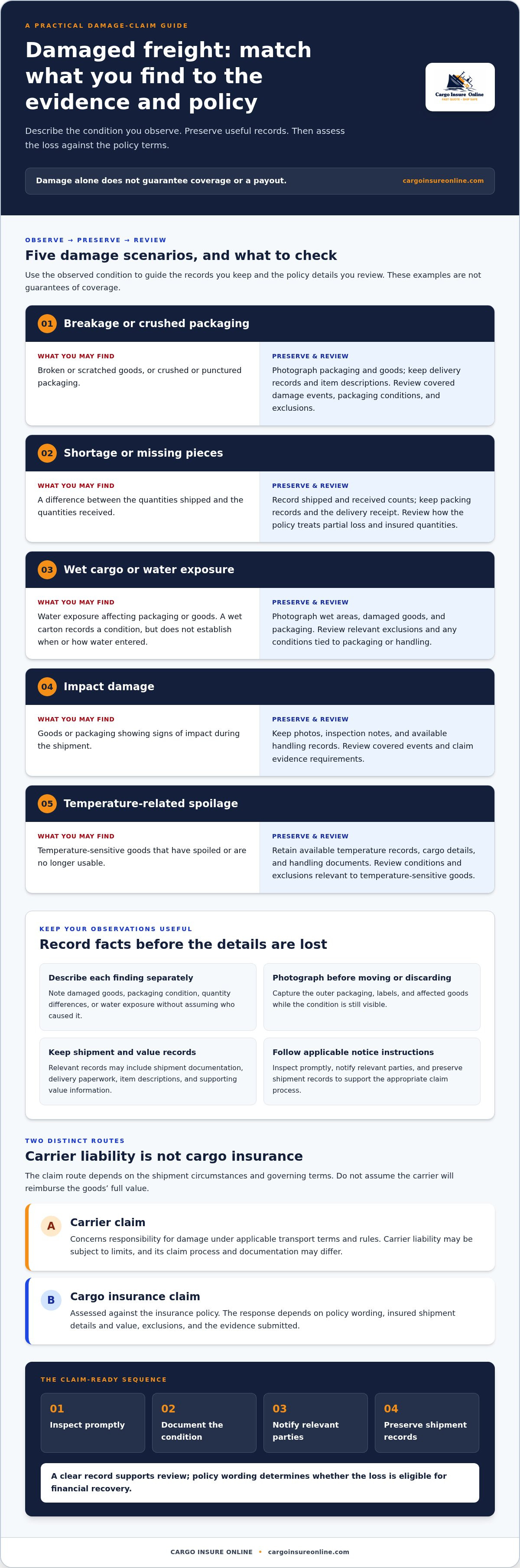 Freight insurance for damaged goods