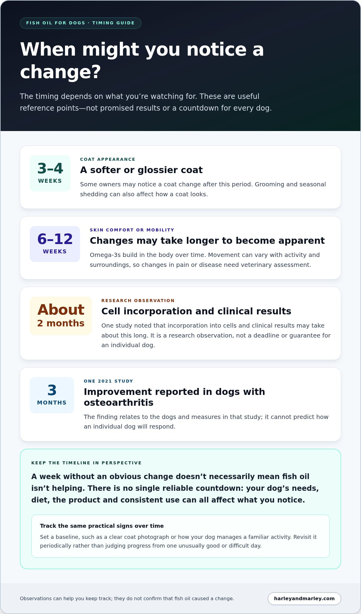 How long does it take for fish oil to work for dogs