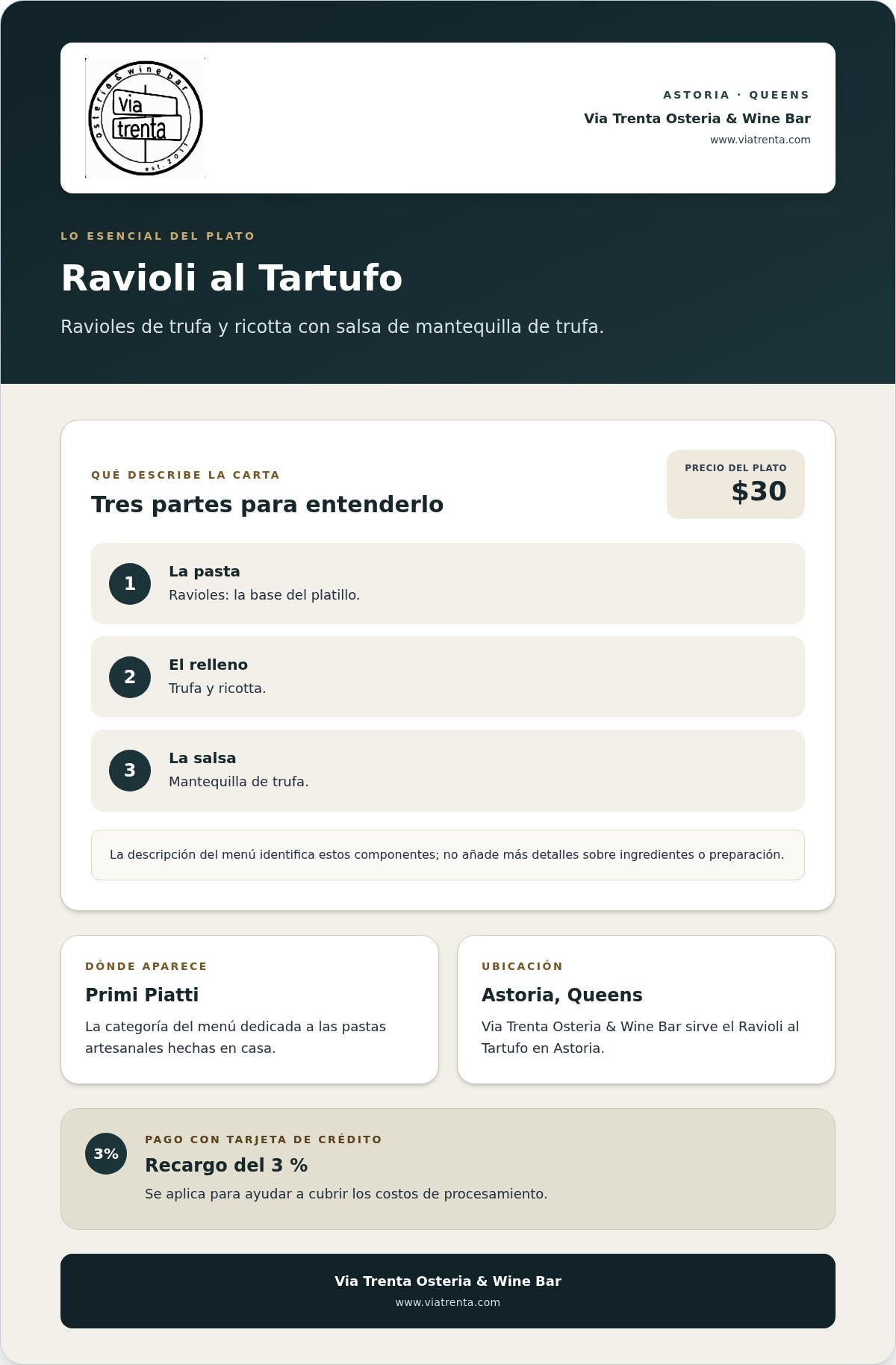 Ravioles de trufa en astoria