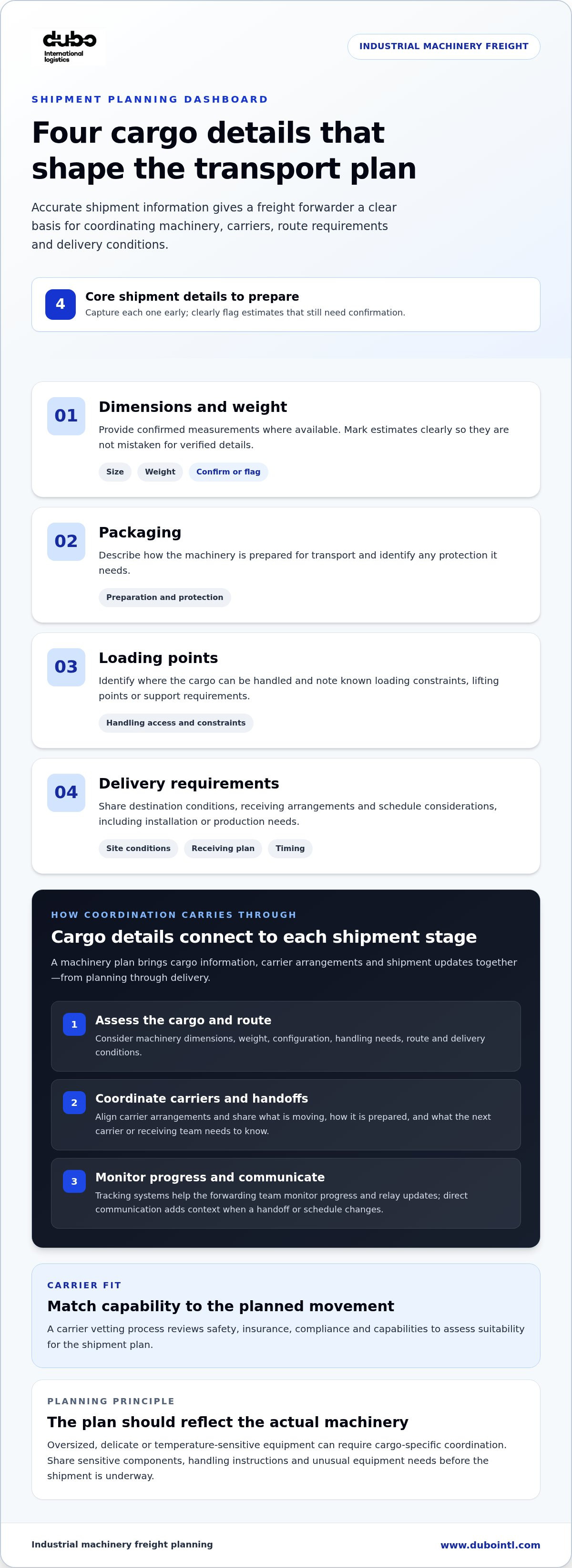 Freight forwarder for industrial machinery
