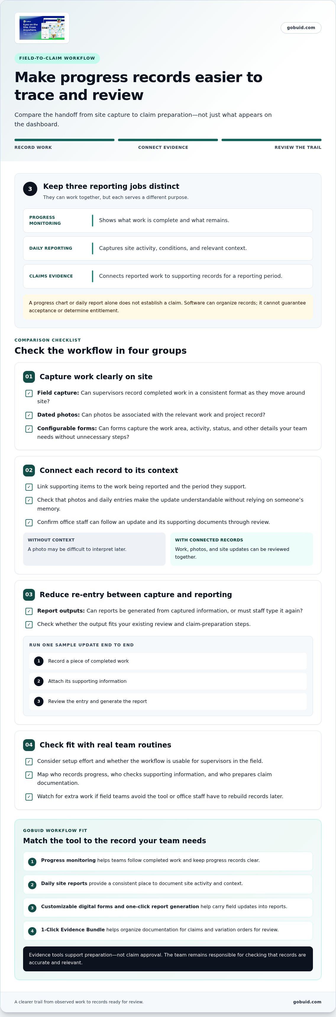 Construction progress reporting software
