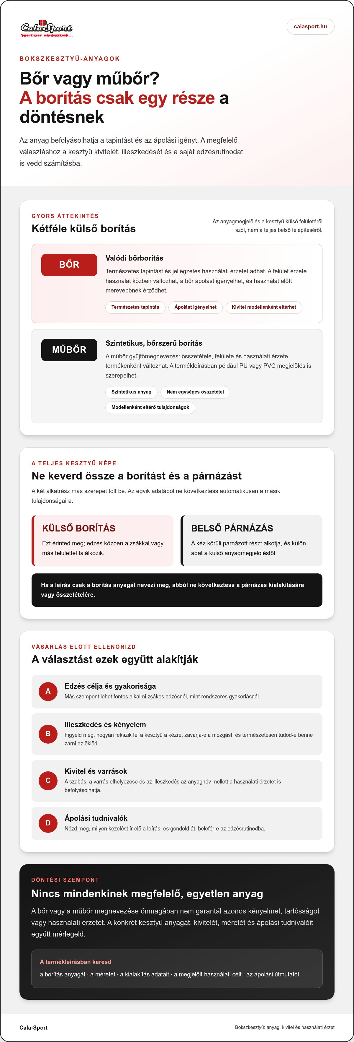 Bokszkesztyű anyaga