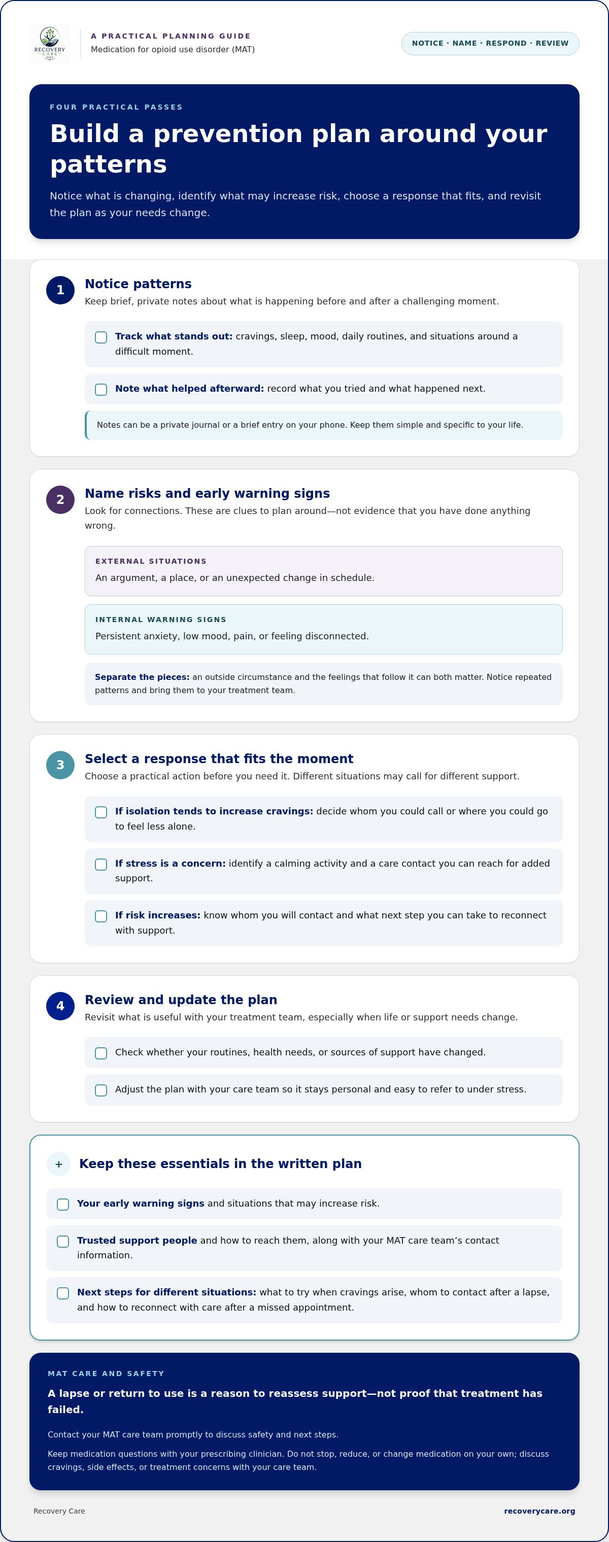Relapse prevention strategies for MAT patients
