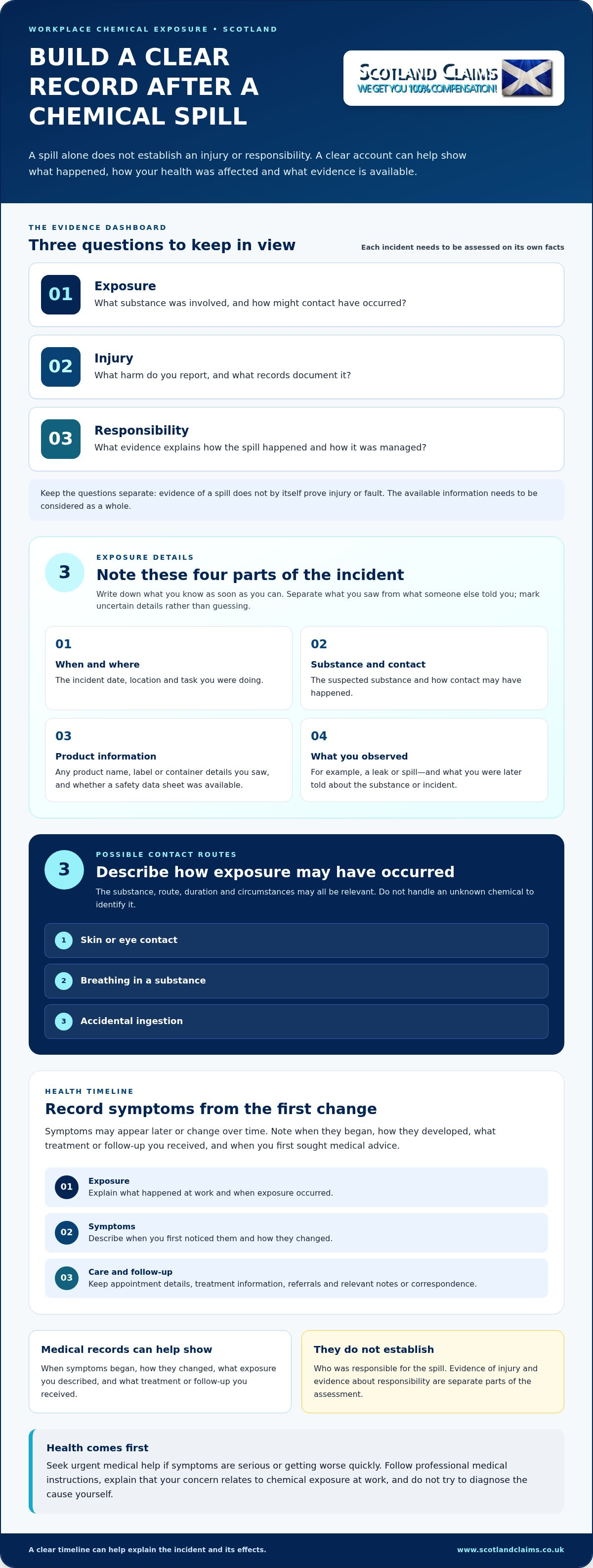 Chemical spill injury at work scotland