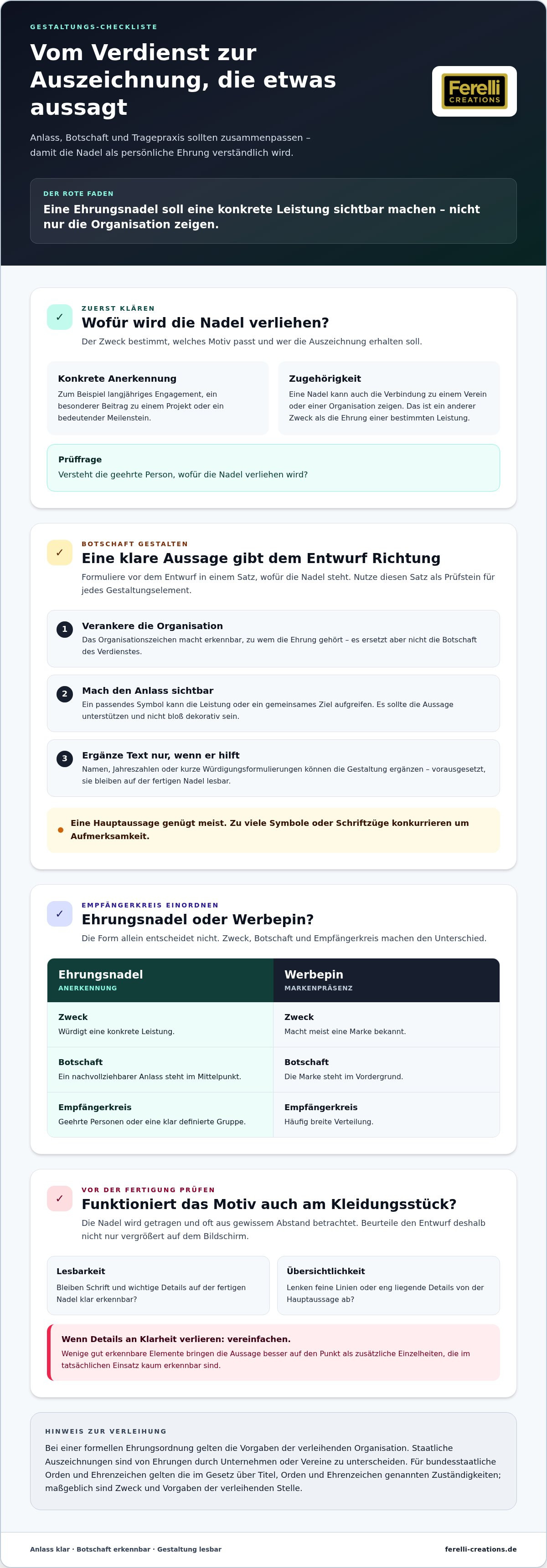 Anstecknadeln für besondere verdienste