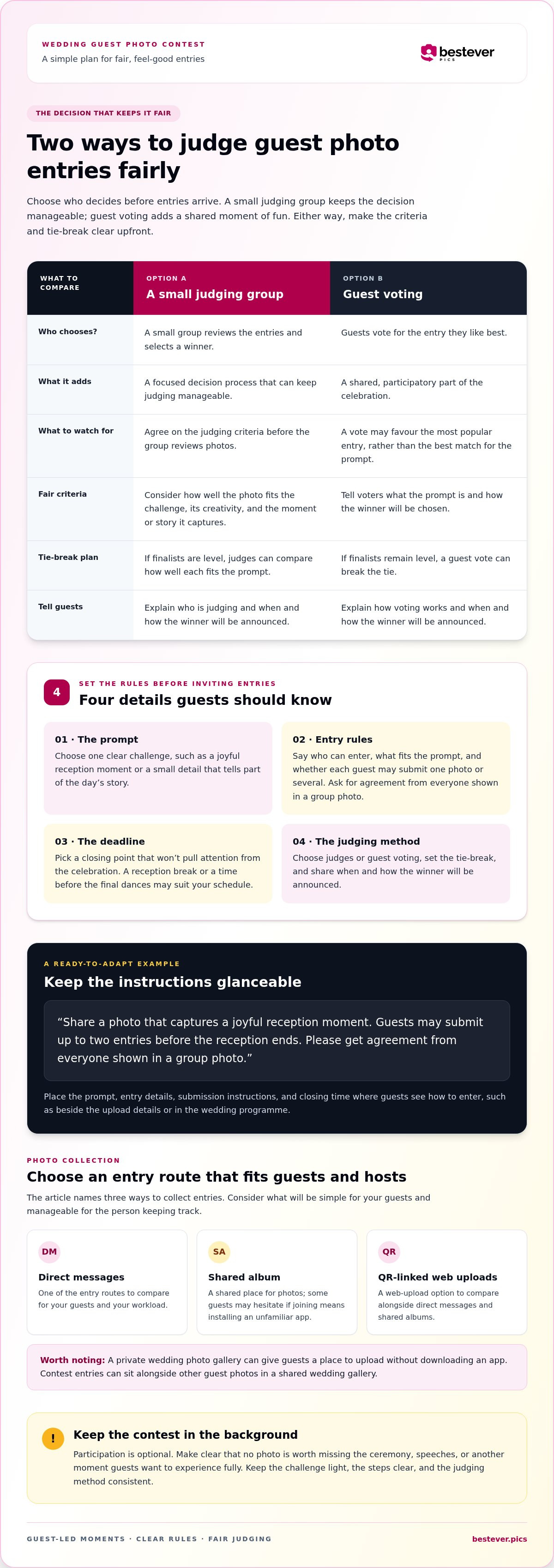 How to organize a wedding photo competition for guests