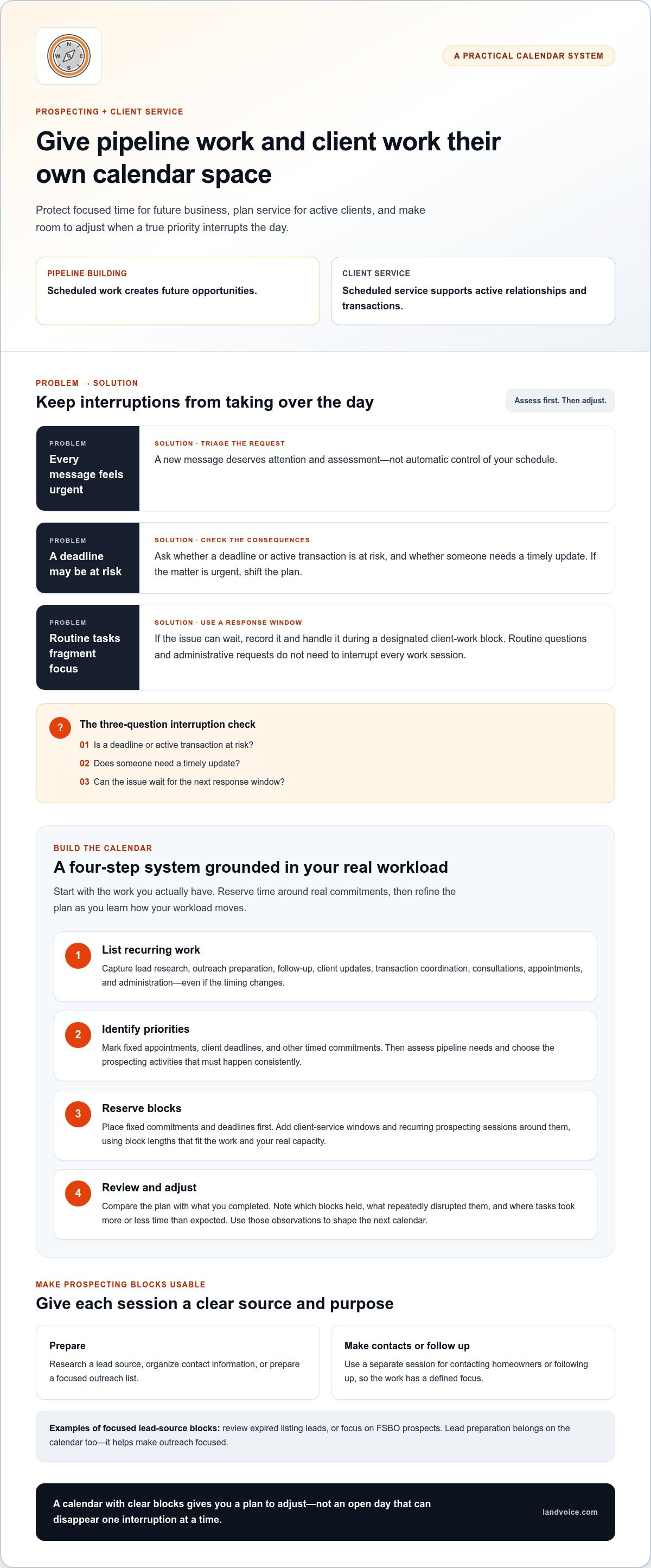 Time blocking for prospecting vs client work
