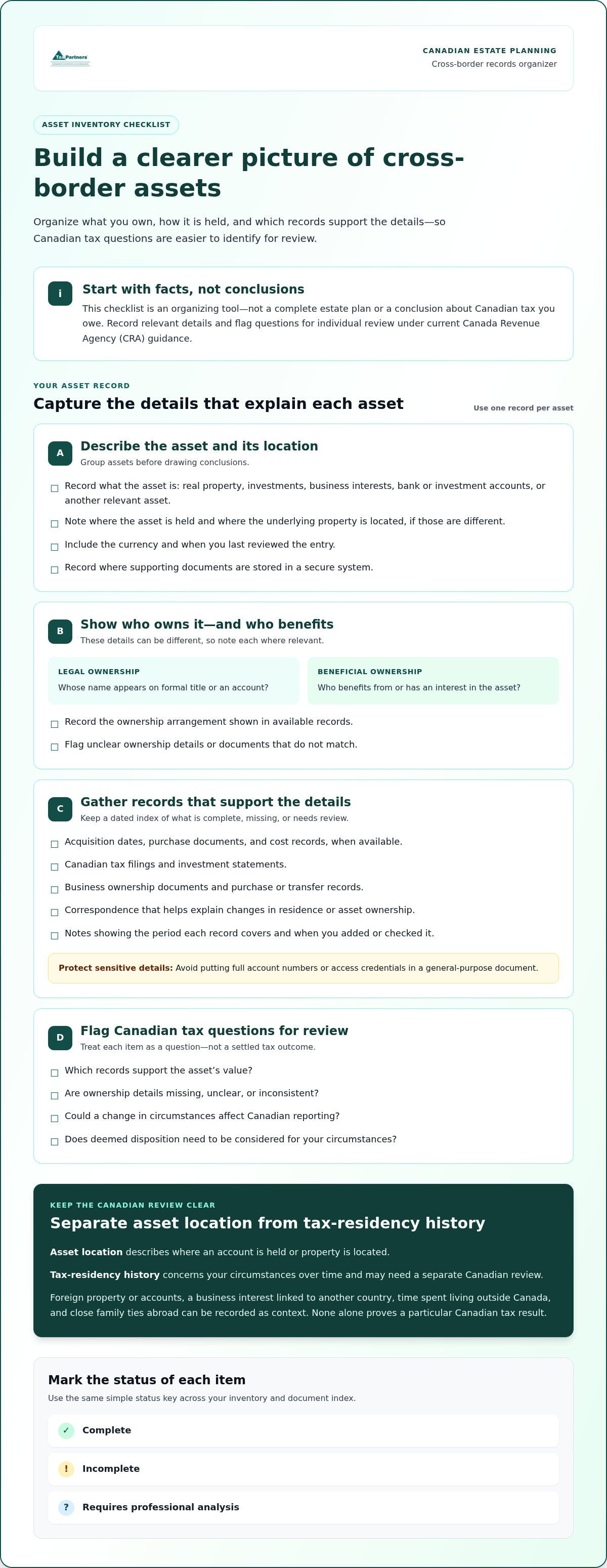 Cross border estate planning checklist