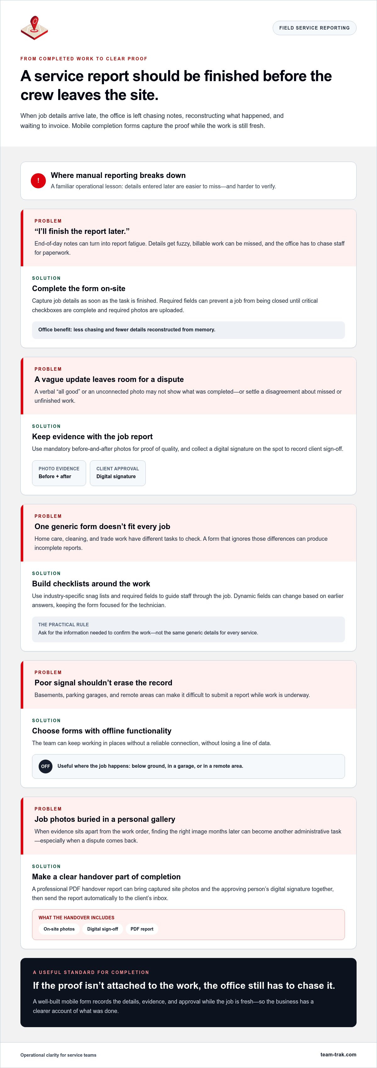 Mobile forms for service completion reports